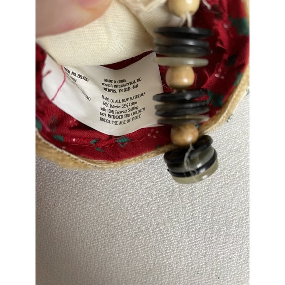 Vintage Primitive Country Santa Christmas Ornament Buttons Yarn Beard Twine - Picture 9 of 11